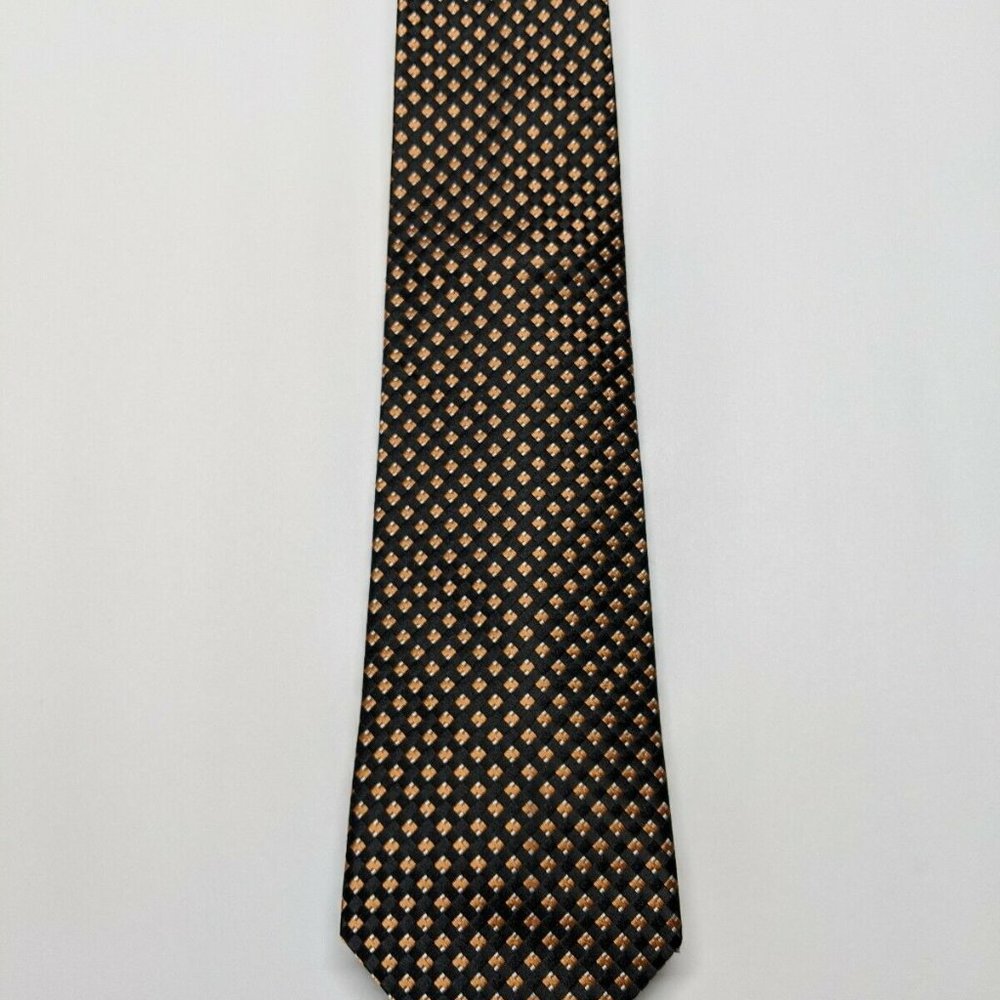 Joseph Abboud Black and Orange Plaids & Checks Tie - Picture 3 of 6